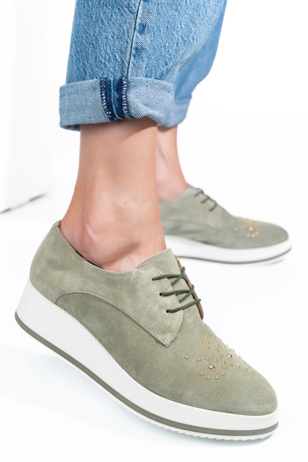 PANTOFI VERZI PIELE NATURALA INTOARSA OFELIA