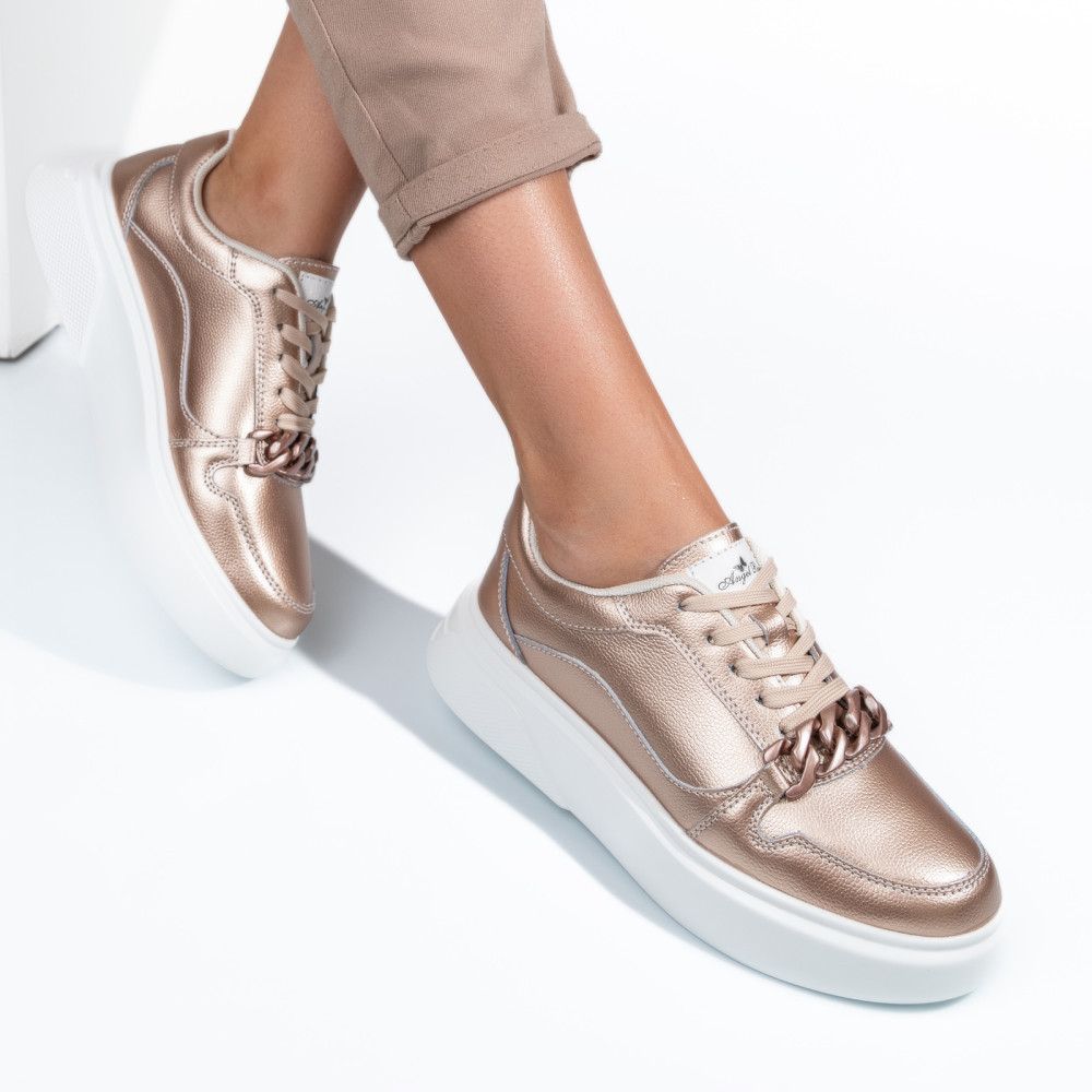 PANTOFI SPORT CHAMPAGNE PIELE NATURALA ASPW202315A