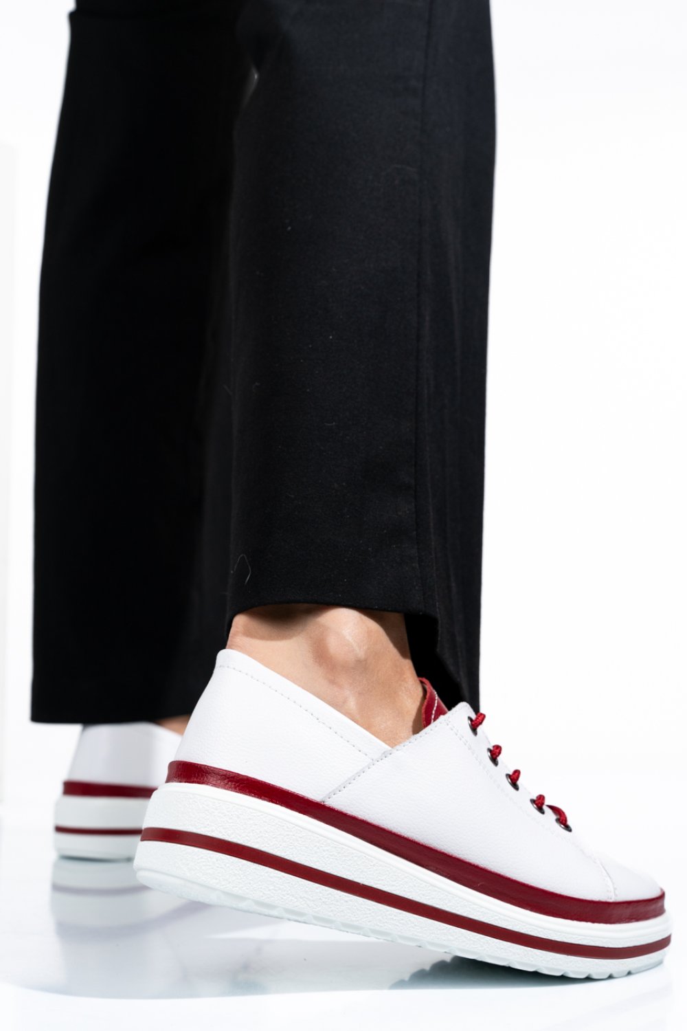 PANTOFI ALB ROSU PIELE NATURALA JSPY2780