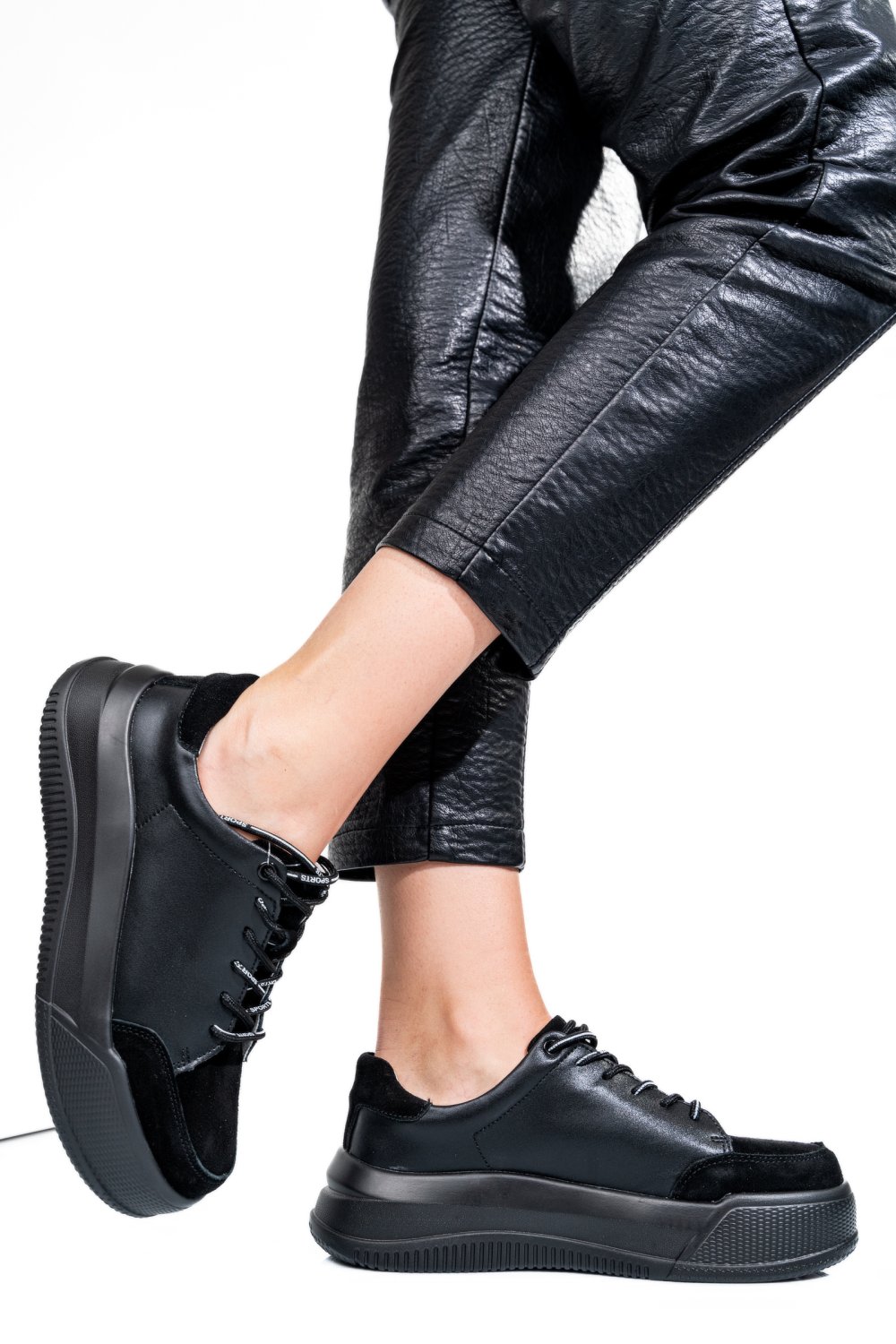 PANTOFI SPORT BLACK PIELE NATURALA TSP5102