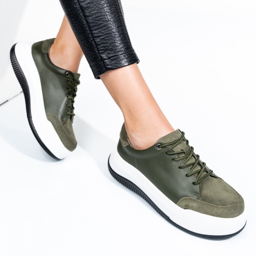 PANTOFI SPORT GREEN PIELE NATURALA TSP5102