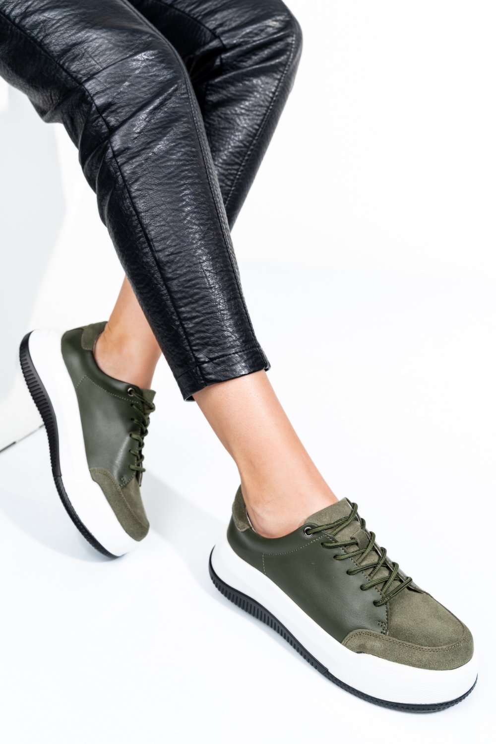 PANTOFI SPORT GREEN PIELE NATURALA TSP5102