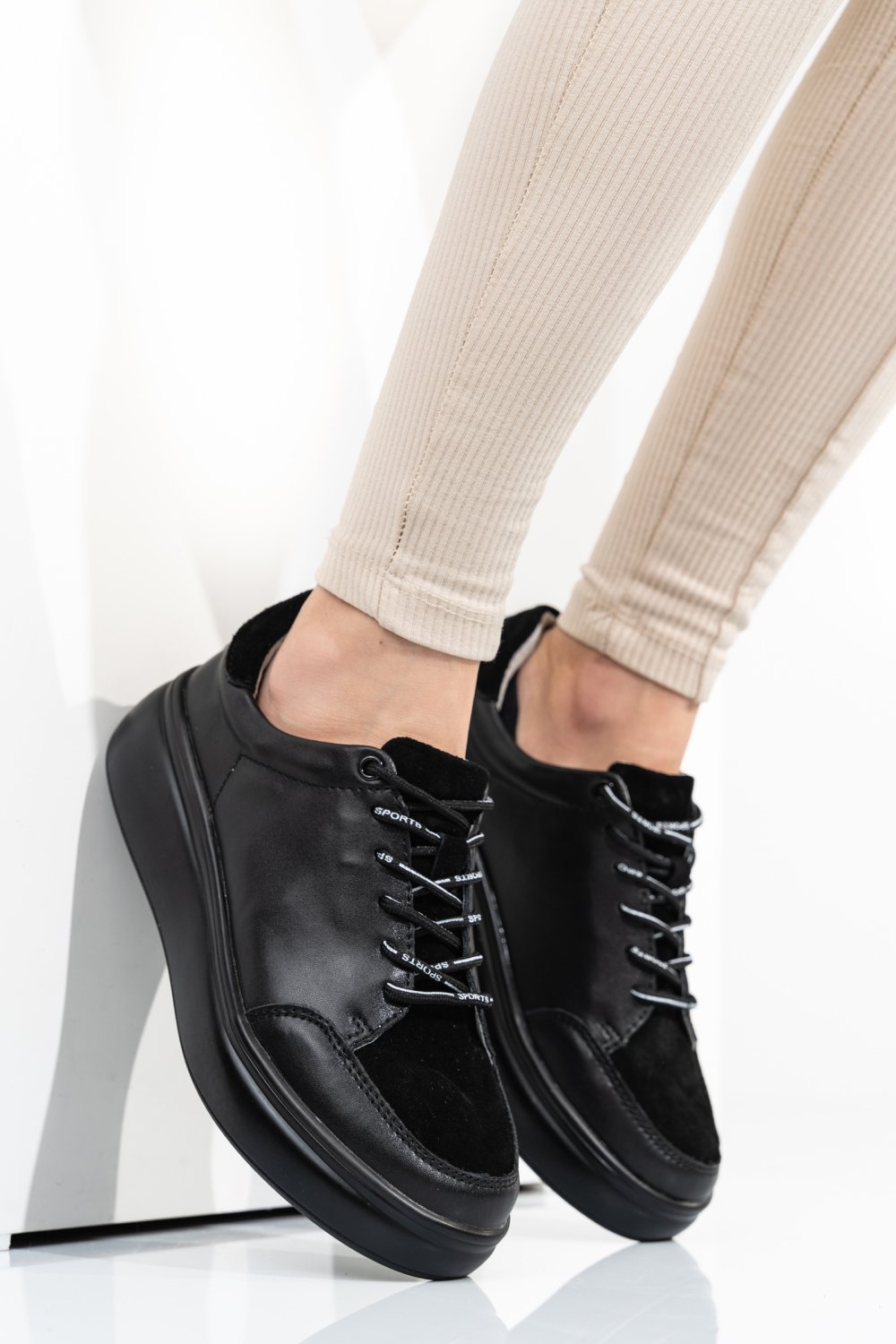 PANTOFI SPORT BLACK PIELE NATURALA TSP5104