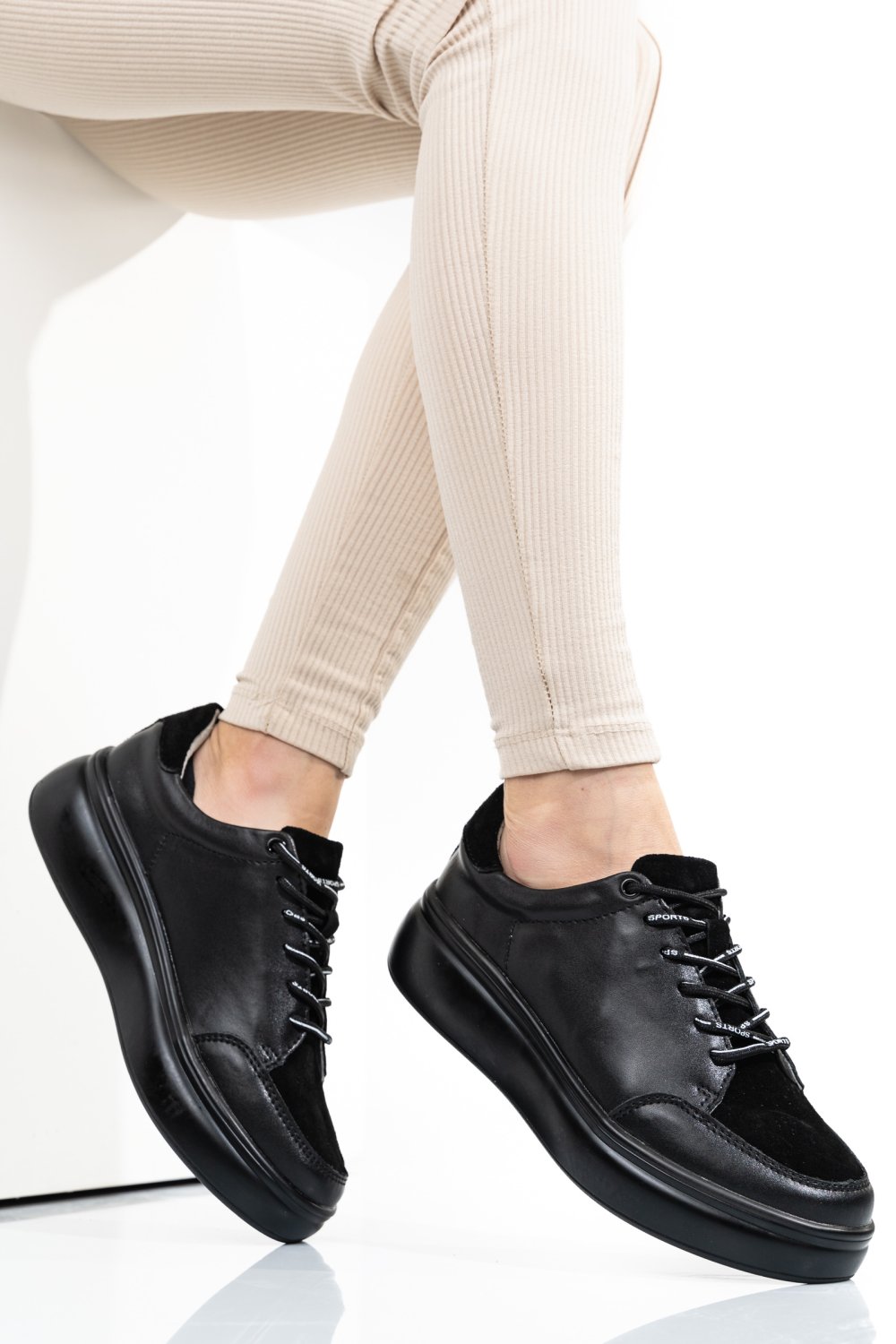 PANTOFI SPORT BLACK PIELE NATURALA TSP5104