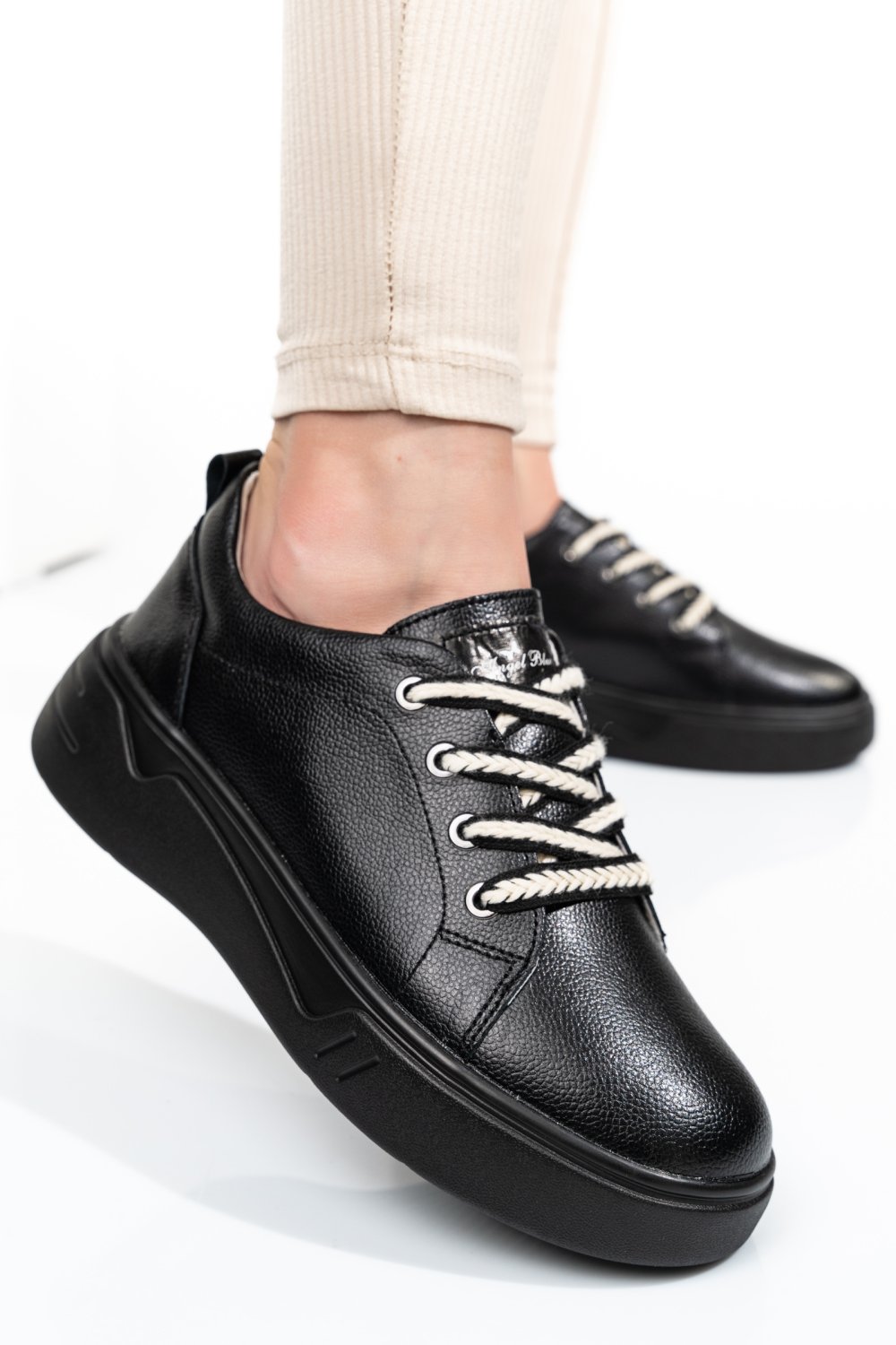 PANTOFI SPORT NEGRI PIELE NATURALA ASPW202342