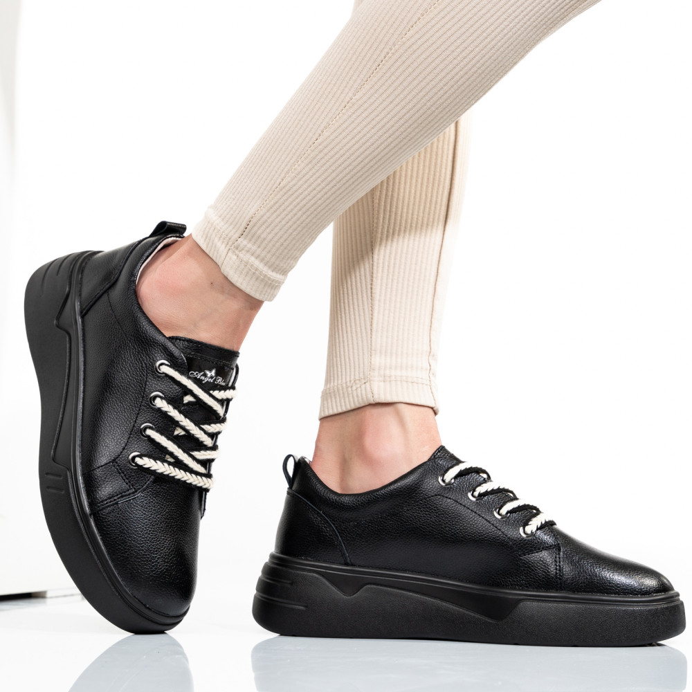 PANTOFI SPORT NEGRI PIELE NATURALA ASPW202342