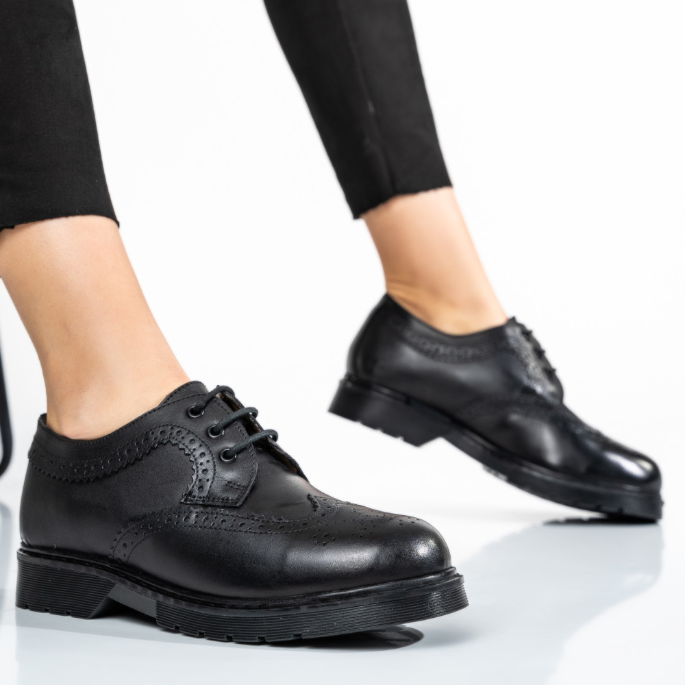 PANTOFI NEGRI PIELE NATURALA ROSE