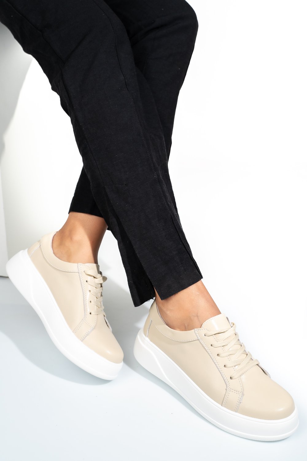 PANTOFI SPORT BEIGE PIELE NATURALA TSP-5921