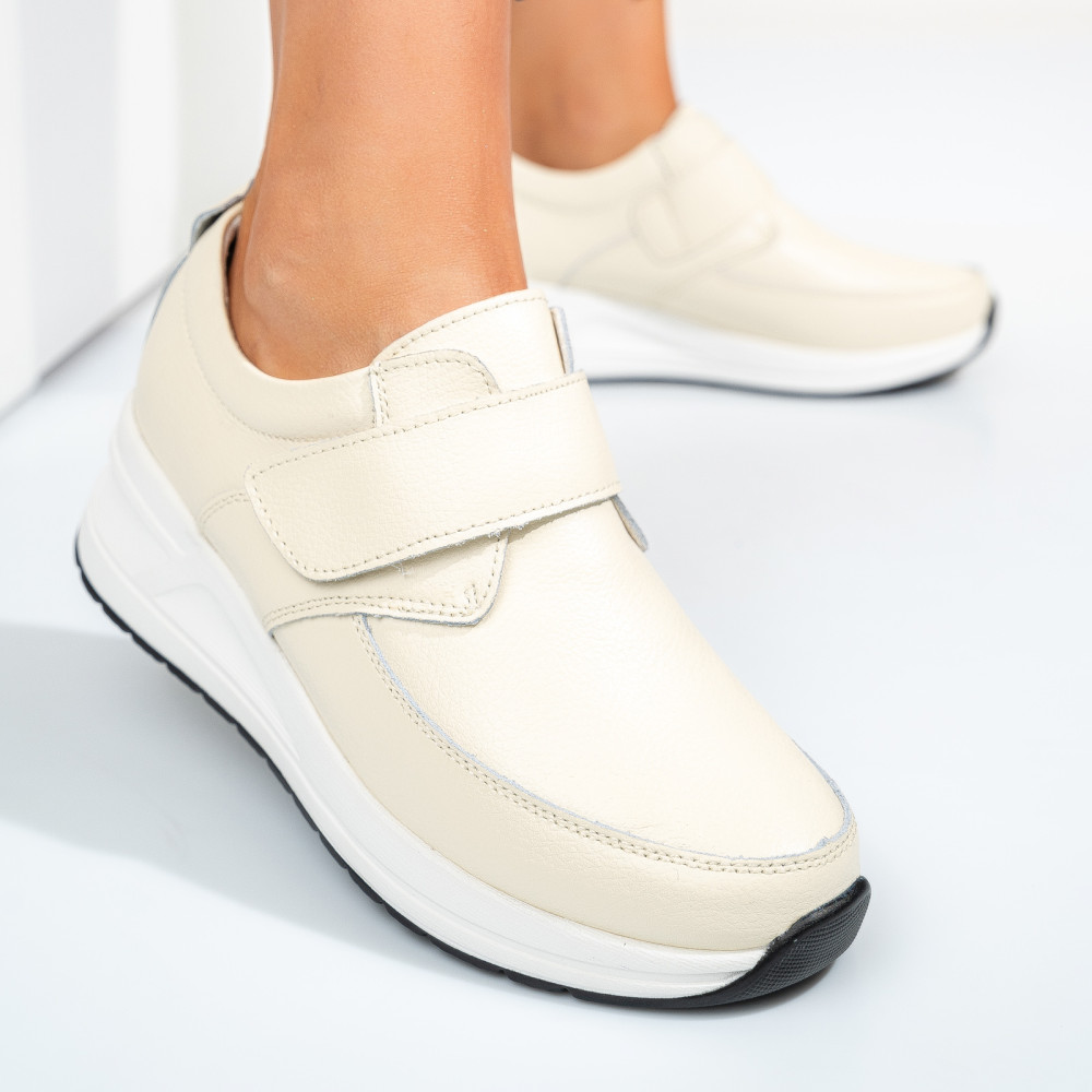 PANTOFI BEIGE PIELE NATURALA TSP-5121