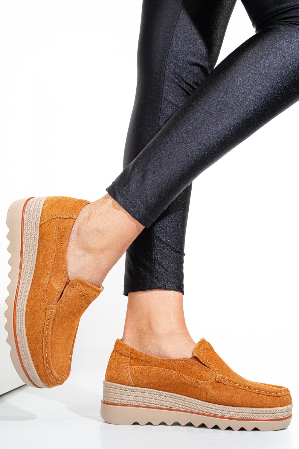 MOCASINI CAMEL PIELE NATURALA INTOARSA 3SP088