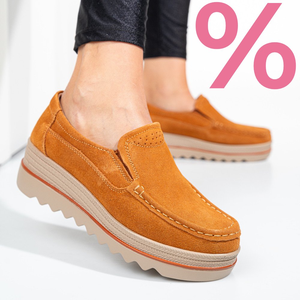 MOCASINI CAMEL PIELE NATURALA INTOARSA 3SP088