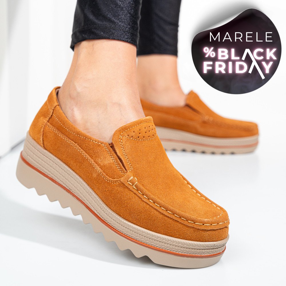 MOCASINI CAMEL PIELE NATURALA INTOARSA 3SP088