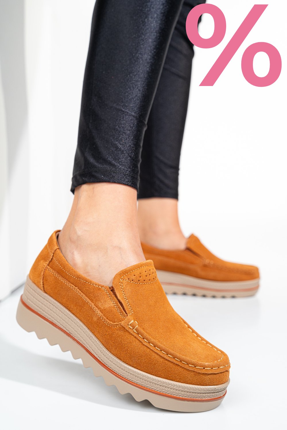 MOCASINI CAMEL PIELE NATURALA INTOARSA 3SP088