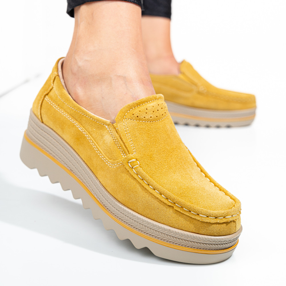 MOCASINI YELLOW  PIELE NATURALA INTOARSA 3SP088