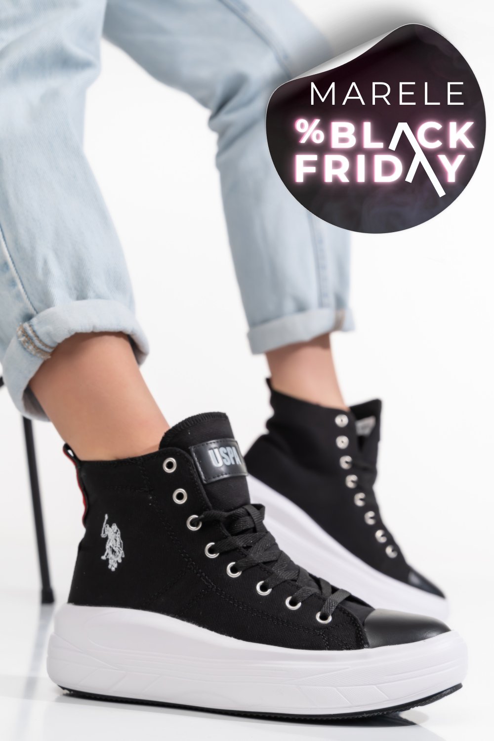 U.S. POLO ASSN, GHETE SPORT BLACK CLEMENTINE