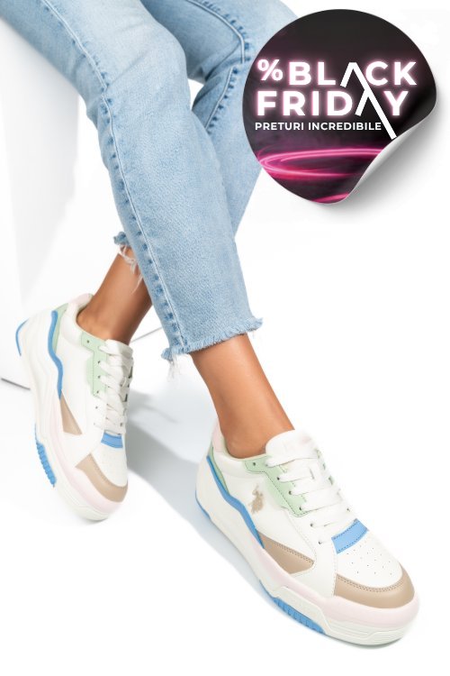 U.s. polo assn, pantofi sport beyge orange judy