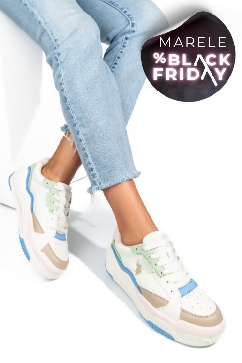 U.s. polo assn, pantofi sport beyge orange judy