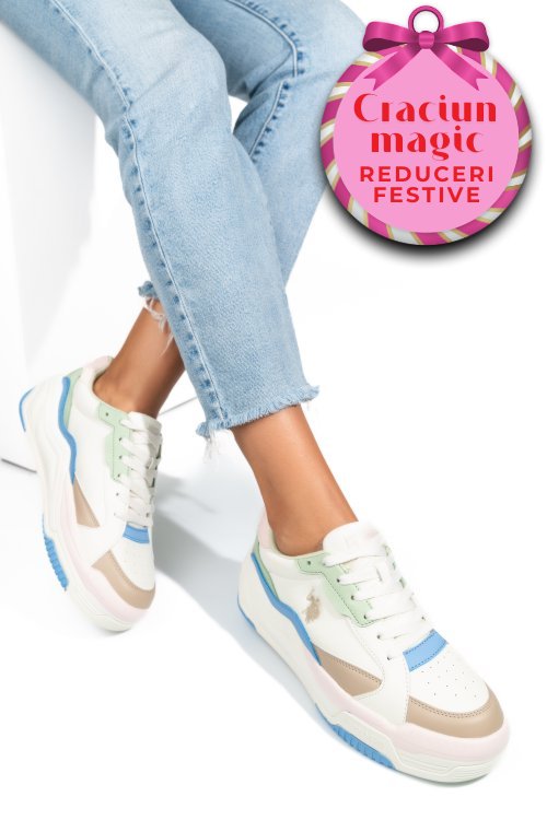 U.s. polo assn, pantofi sport beyge orange judy