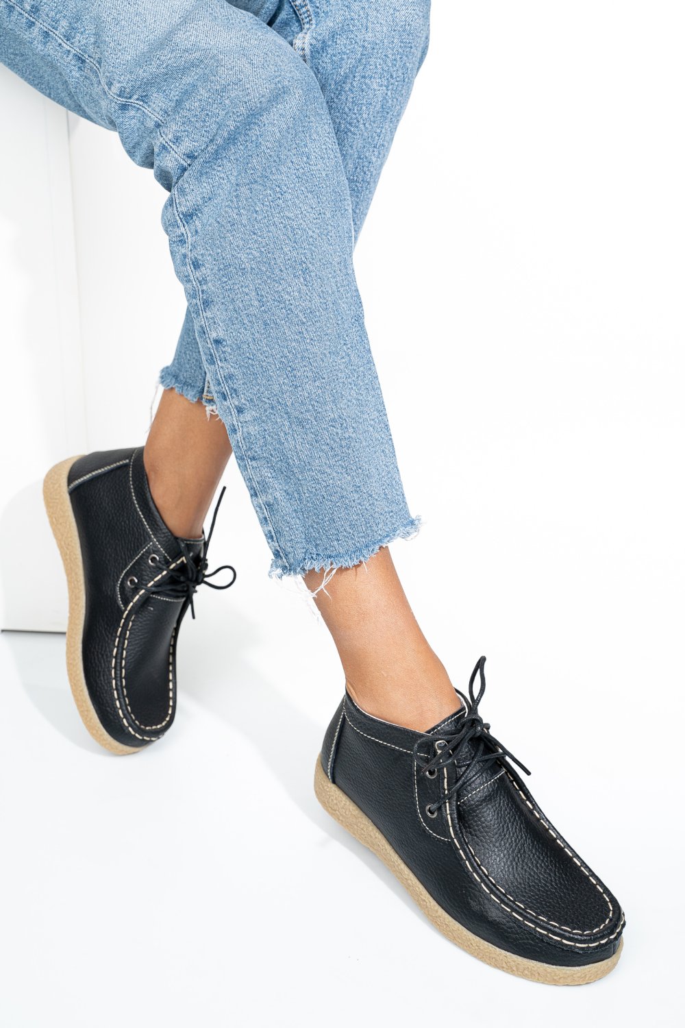 GHETE NEGRE PIELE NATURALA WSPK212A