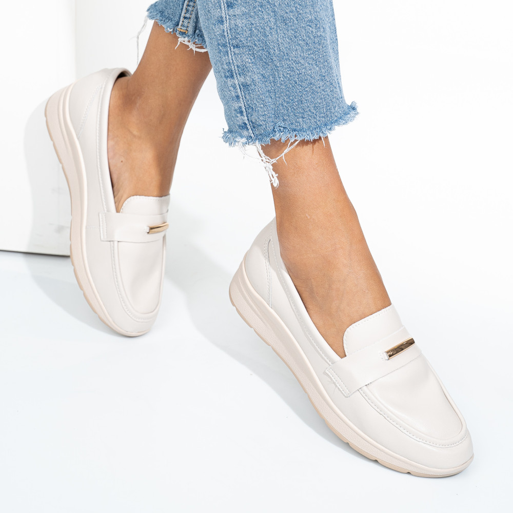 MOCASINI BEJ PIELE NATURALA QSPL793