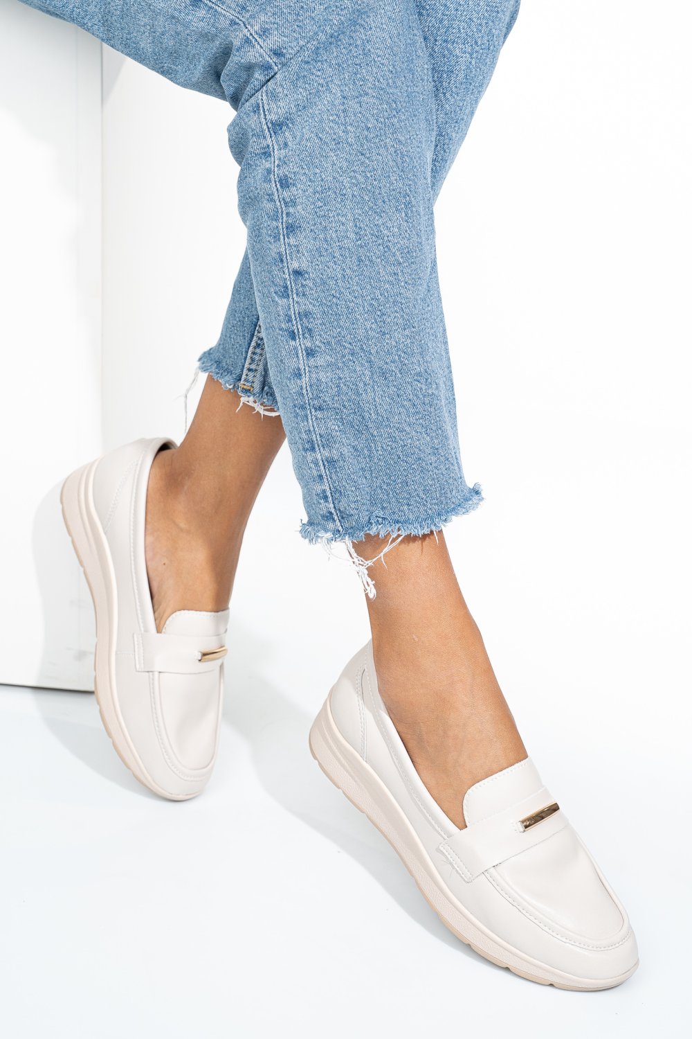 MOCASINI BEJ PIELE NATURALA QSPL793