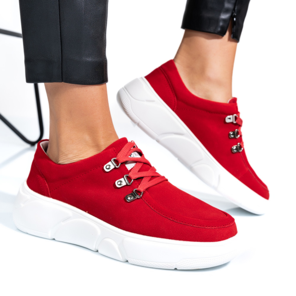 PANTOFI SPORT ROSII PIELE NATURALA INTOARSA ASPW202318