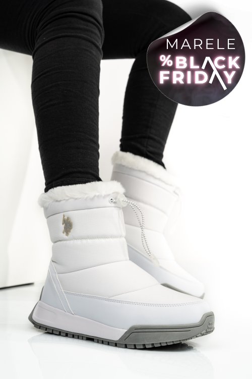 U.s. polo assn, ghete dama white rainy