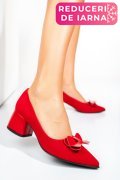 PANTOFI ROSII PIELE NATURALA INTOARSA 1PC456