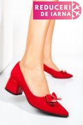 PANTOFI ROSII PIELE NATURALA INTOARSA 1PC456