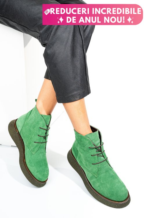 Ghete verzi piele naturala intoarsa 2pc22832sp