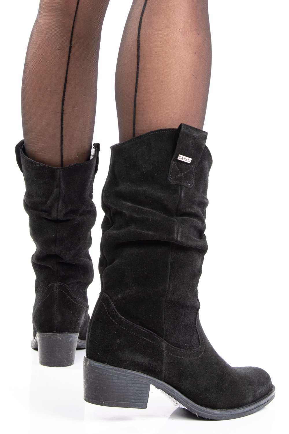 CIZME NEGRE PIELE NATURALA INTOARSA 2S7702842SP