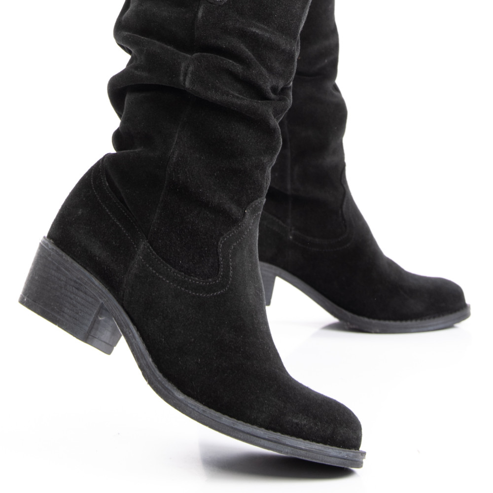 CIZME NEGRE PIELE NATURALA INTOARSA 2S7702842SP