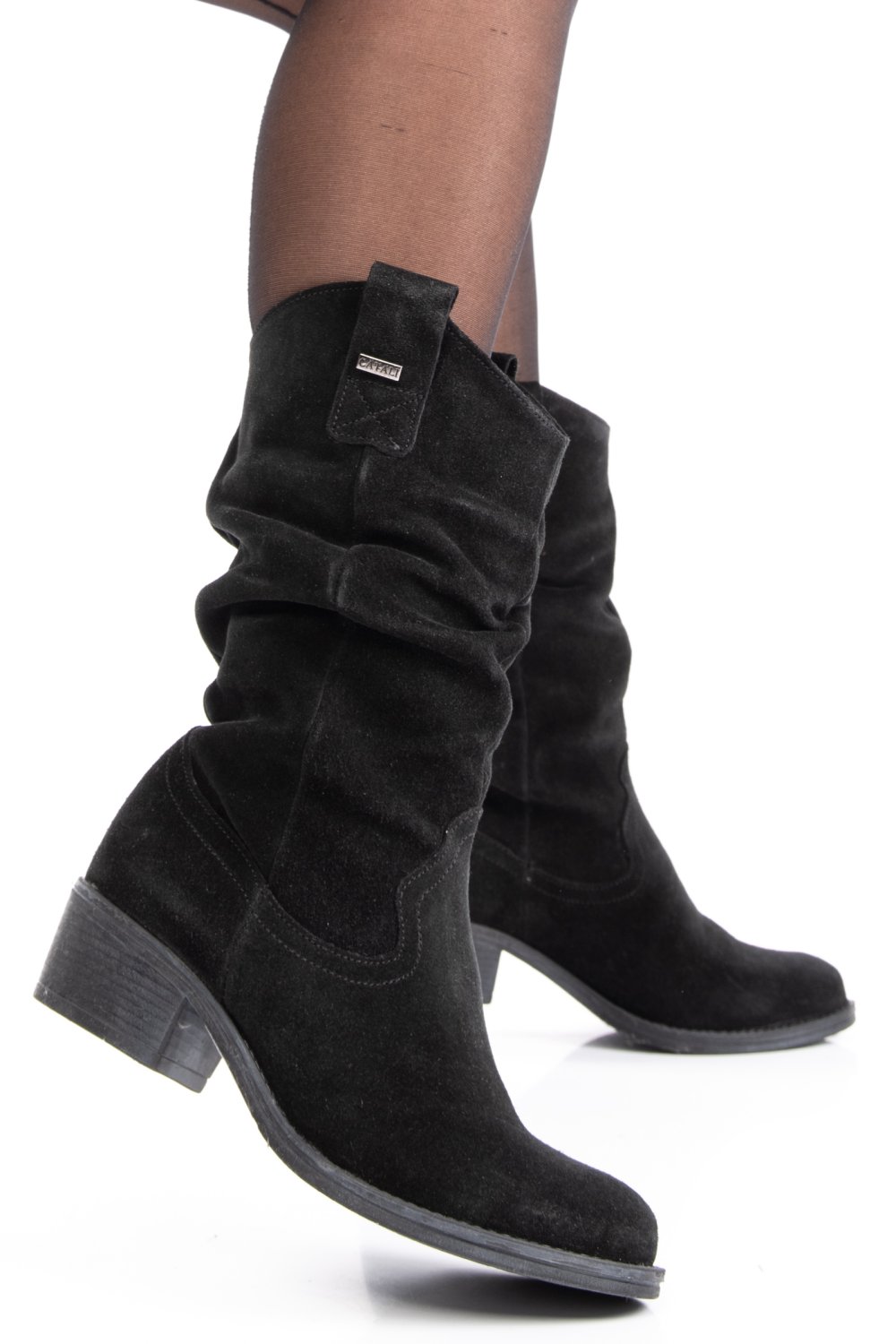 CIZME NEGRE PIELE NATURALA INTOARSA 2S7702842SP