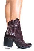 BOTINE DAMA CU TOC MIC PIELE NATURALA BORDO SNK WS77H-224H25