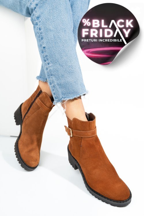 Ghete camel piele naturala intoarsa 1s77537