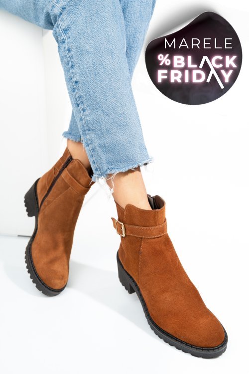 Ghete camel piele naturala intoarsa 1s77537