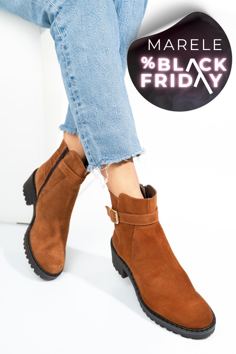 GHETE CAMEL PIELE NATURALA INTOARSA 1S77537