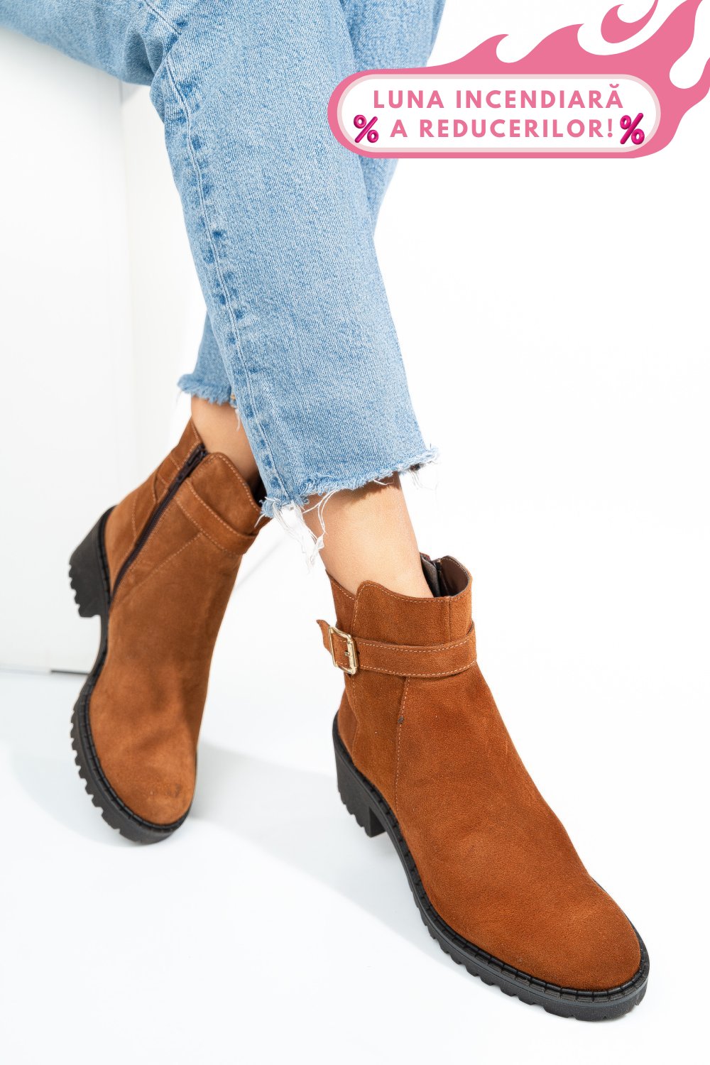 GHETE CAMEL PIELE NATURALA INTOARSA 1S77537