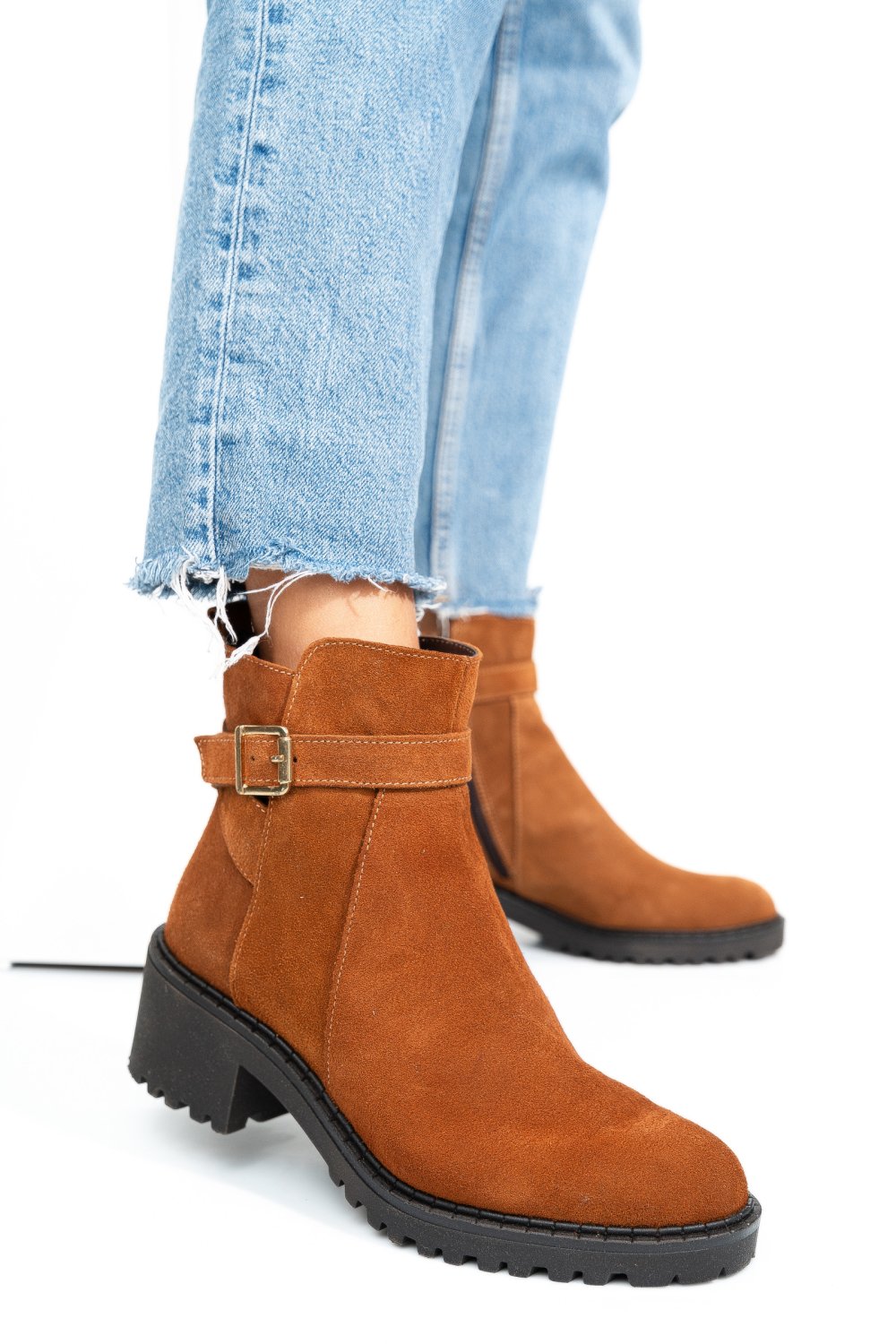 GHETE CAMEL PIELE NATURALA INTOARSA 1S77537