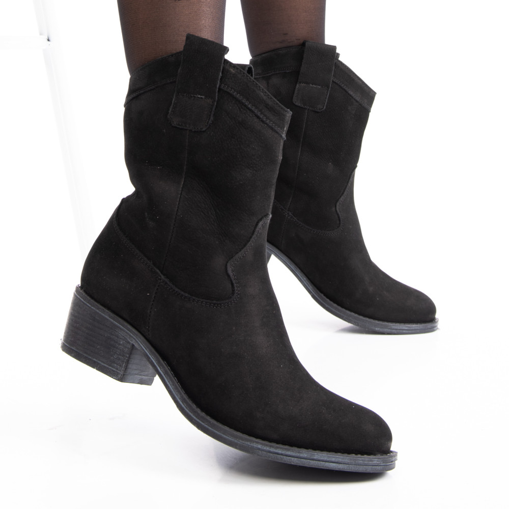 GHETE DAMA PIELE NATURALA INTOARSA NEGRE TOC MIC 2S7702841NBK