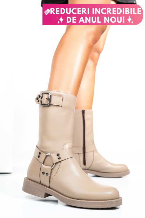 Cizme bej piele naturala 242832np