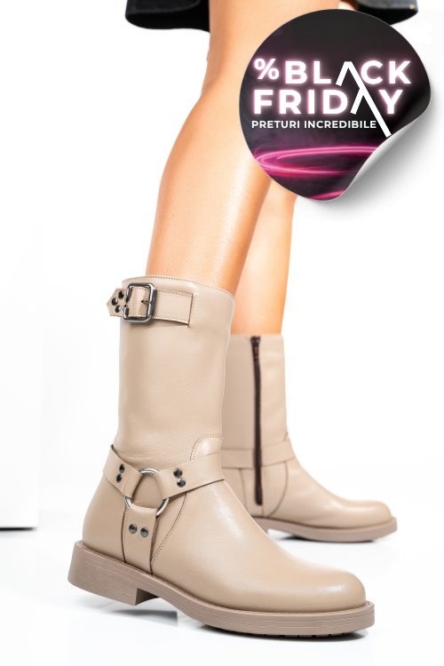 Cizme bej piele naturala 242832np