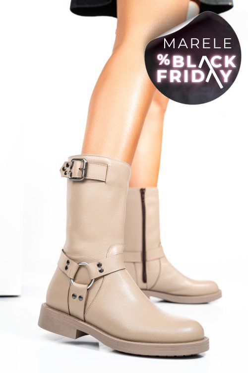 Cizme bej piele naturala 242832np