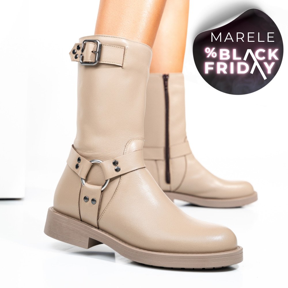 CIZME BEJ PIELE NATURALA 242832NP