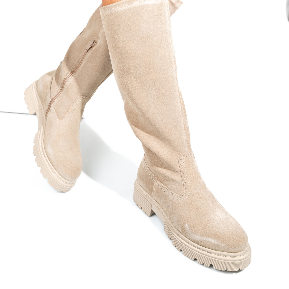 CIZME BEJ PIELE NATURALA INTOARSA 12170658