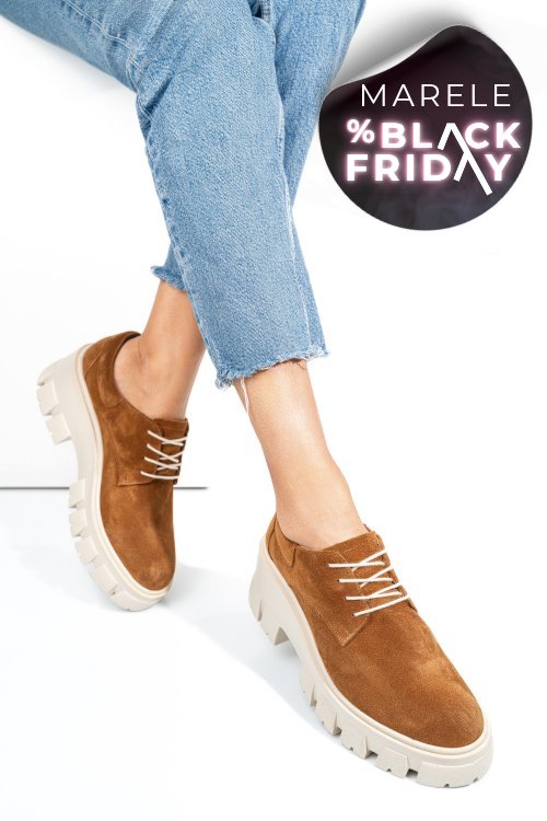 Pantofi casual femei piele naturala intoarsa maro 2s77080