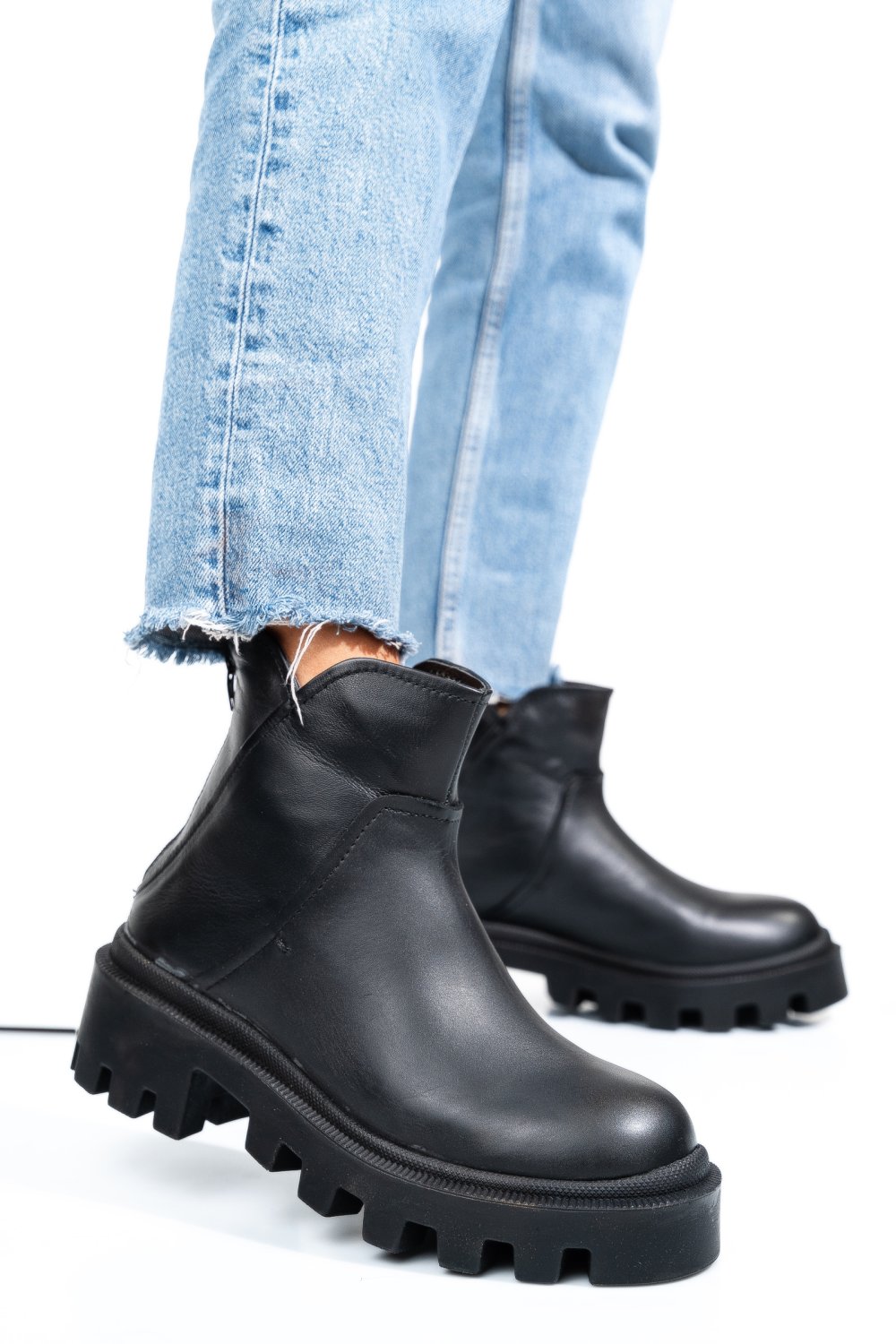 GHETE NEGRE PIELE NATURALA 6S77713