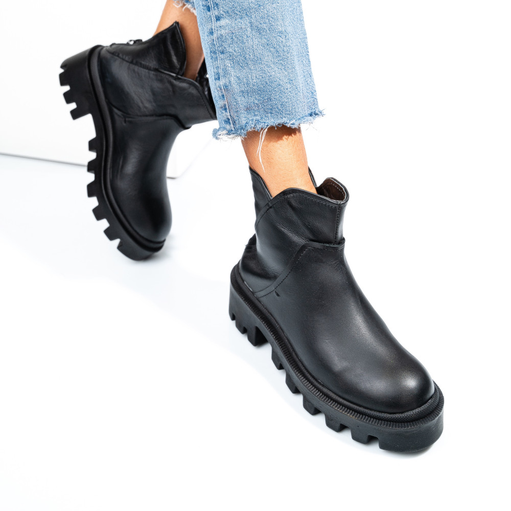 GHETE NEGRE PIELE NATURALA 6S77713