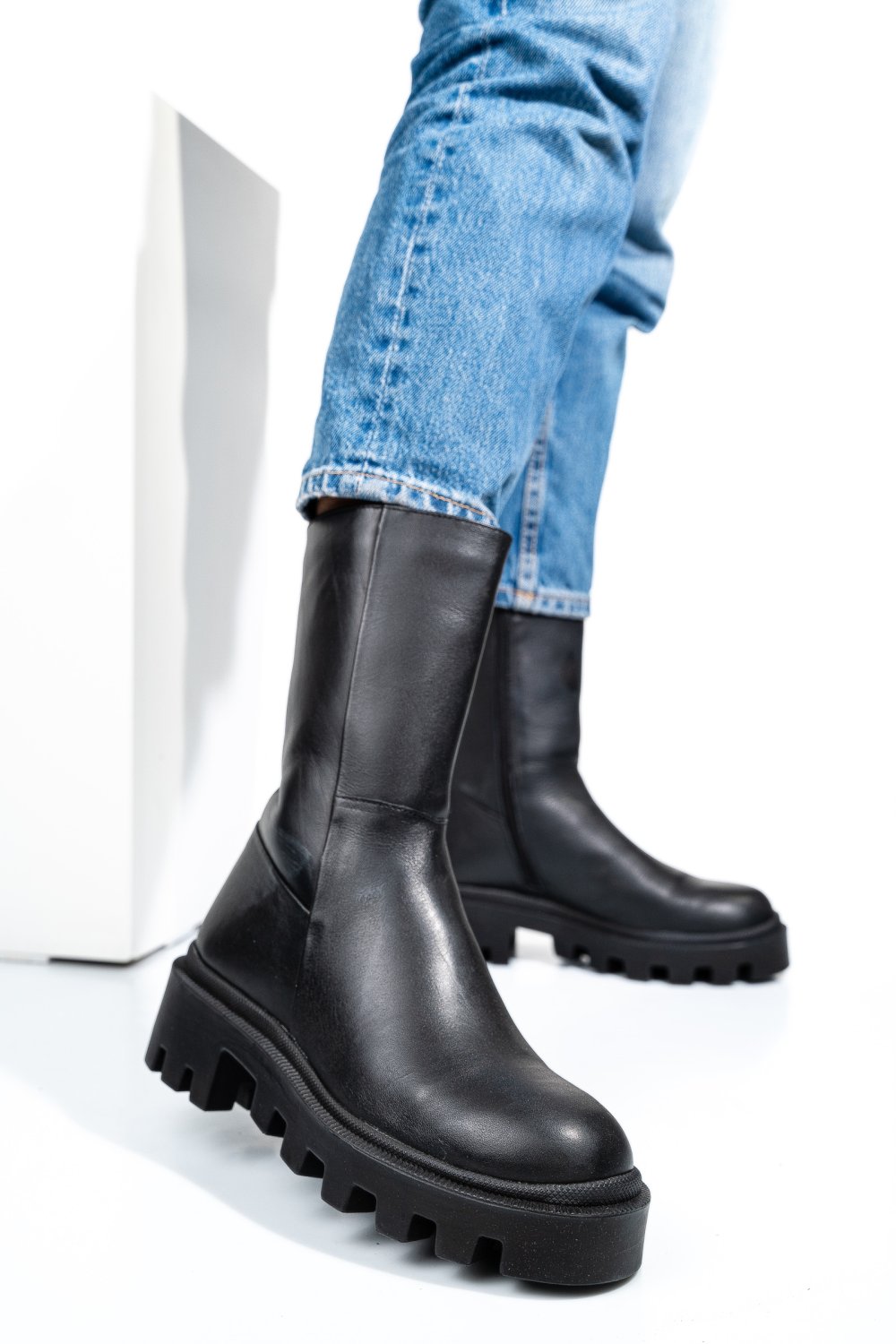 GHETE NEGRE PIELE NATURALA 6S77712