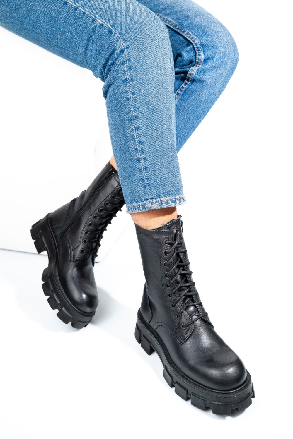 GHETE NEGRE PIELE NATURALA 6S77690